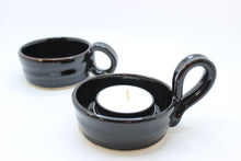 Load image into Gallery viewer, Black Pottery Tea Light Holder