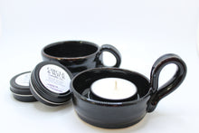 Load image into Gallery viewer, Black Pottery Tea Light Holder