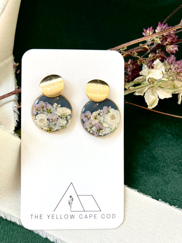 Round Floral Drop Earrings