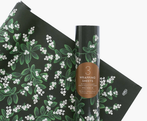 Evergreen Mistletoe Wrapping Paper