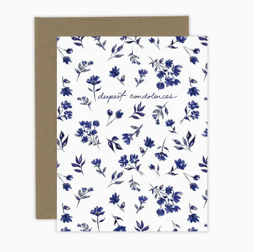 Navy Floral Condolence Card