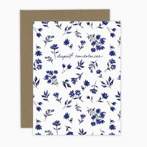 Navy Floral Condolence Card