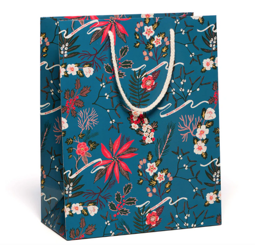 Blue Poinsettia Gift Bag