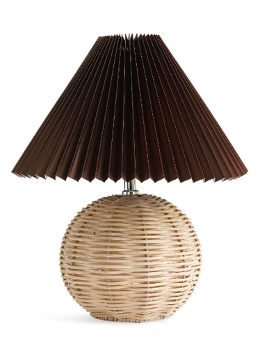 Rattan Lamp with Pleated Shade