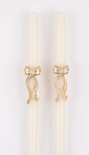 Load image into Gallery viewer, Gold Bow Taper Candle