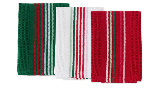 Holiday Striped S/3 Dishcloths