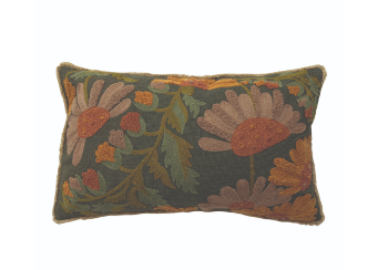 Embroidered Flower Cushion