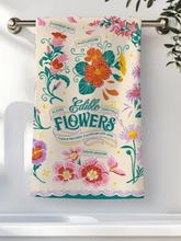 Load image into Gallery viewer, Edible Flowers Tea Towel