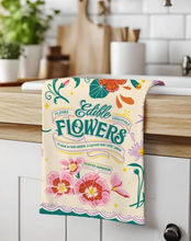 Load image into Gallery viewer, Edible Flowers Tea Towel