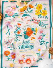 Load image into Gallery viewer, Edible Flowers Tea Towel