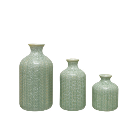 Embossed Stoneware Vases