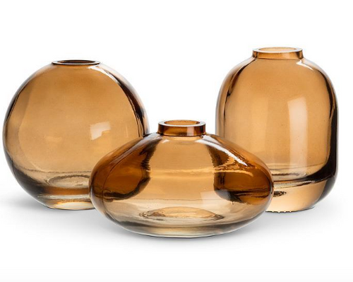 Amber Glass Bud Vases