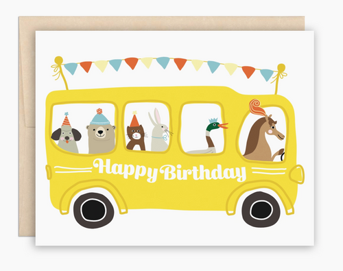 School Bus Birthday Card
