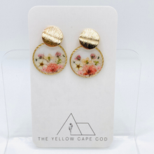 Load image into Gallery viewer, Round Floral Drop Earrings