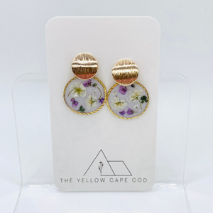 Round Floral Drop Earrings