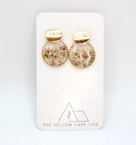 Round Floral Drop Earrings