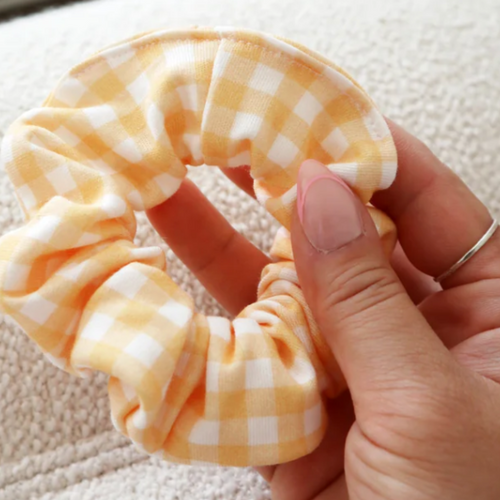 Yellow Gingham Scrunchie