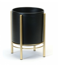 Load image into Gallery viewer, Gold &amp; Black Floor Planter