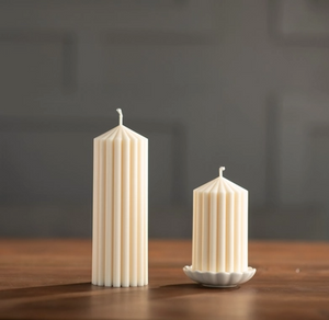 Small Ribbed Pillar Candle