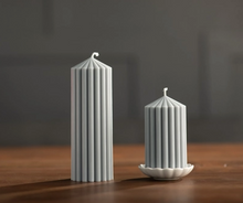 Load image into Gallery viewer, Ribbed Pillar Candle