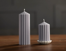 Load image into Gallery viewer, Small Ribbed Pillar Candle