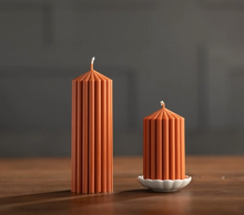 Load image into Gallery viewer, Ribbed Pillar Candle