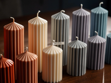 Load image into Gallery viewer, Small Ribbed Pillar Candle