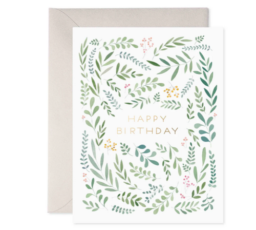 Pretty Leaves Birthday Card