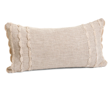 Linen Crocheted Fringe Cushion